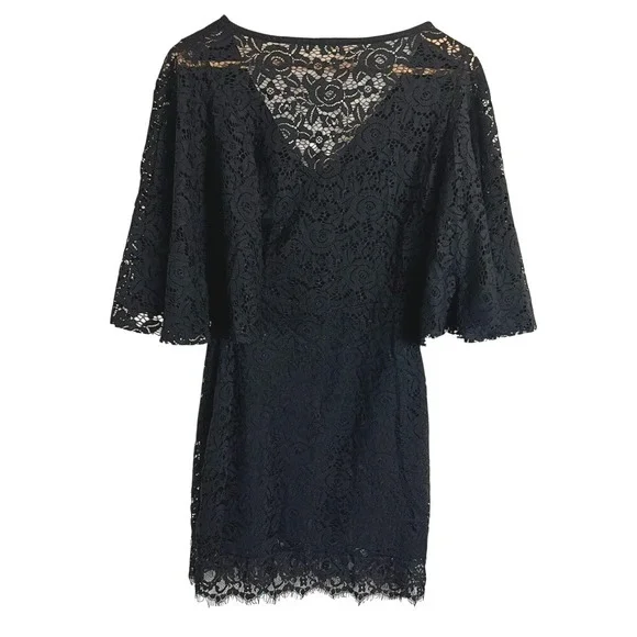 Kimchi Blue Black Lace Flutter Sleeve Mini Dress Romantic Small Whimsygoth - Picture 3 of 15